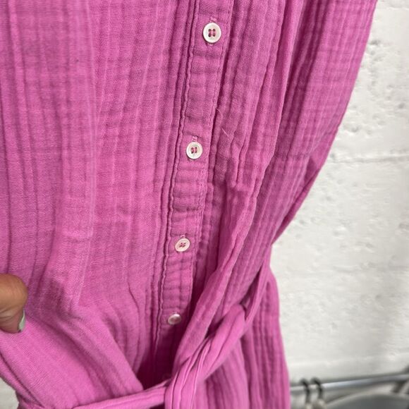 XiRENA Pink Tie Front Sundress with Cap Sleeves Button Down - Medium LIKE NEW - Picture 4 of 4